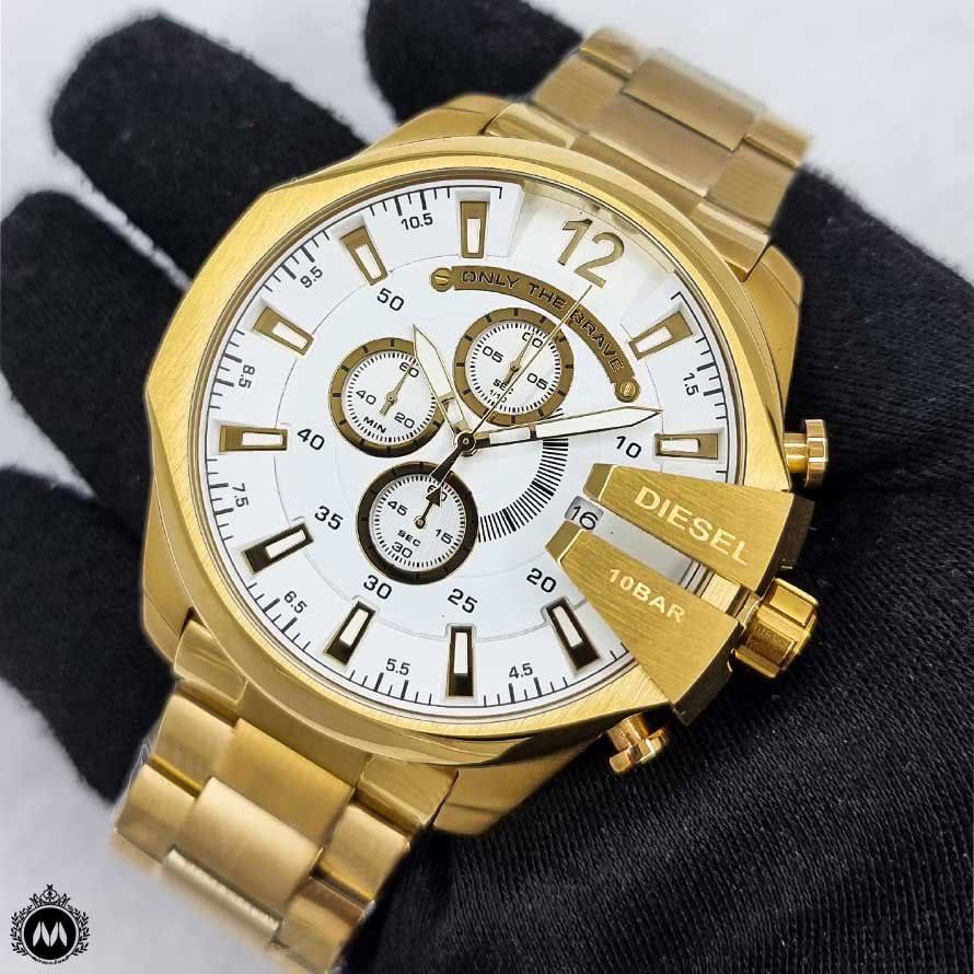 ساعت مچی مردانه دیزل شاخدار رزگلد صفحه مشکی DZ306