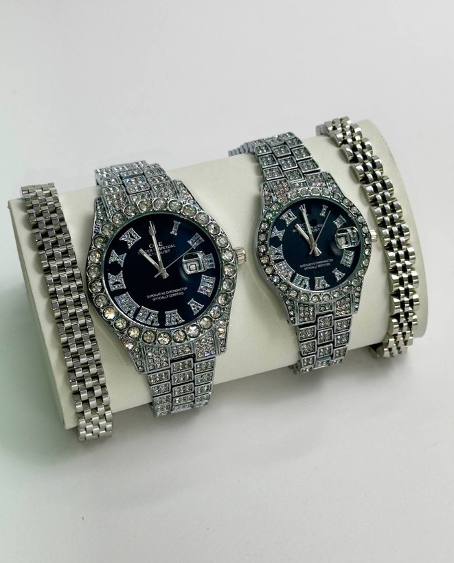 ساعت زنانه و مردانه رولکس فول نگین، ست ساعت فول نگین Rolex
