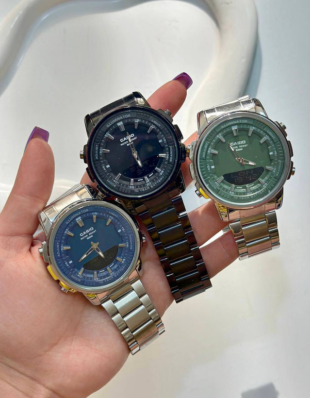 ساعت مچی مردانه کاسیو با دو زمانه و بند استیل casio