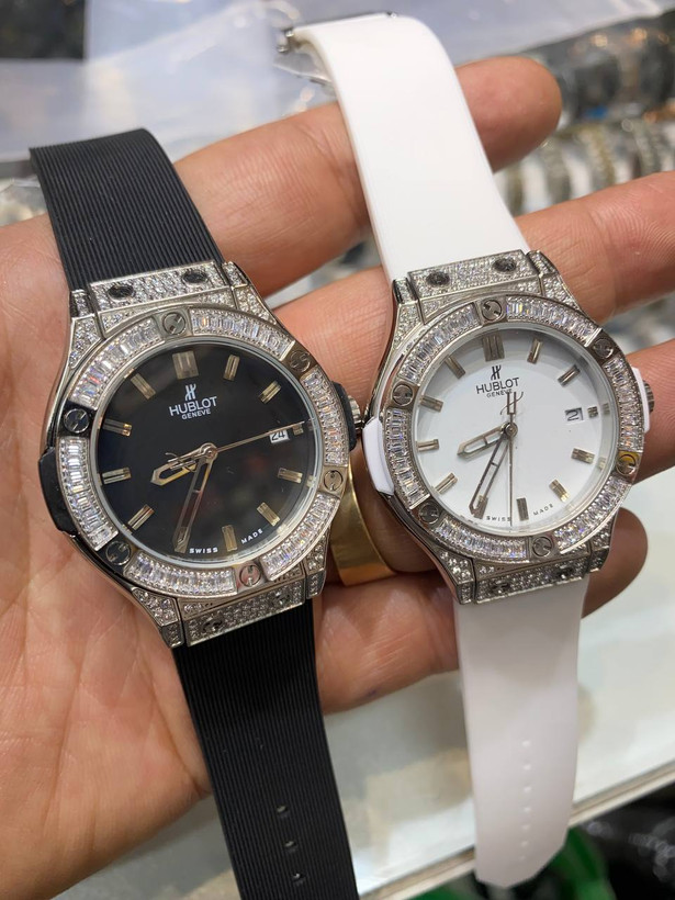ساعت مچی زنانه هابلوت تمام نگین سفید Hublot Big Bang