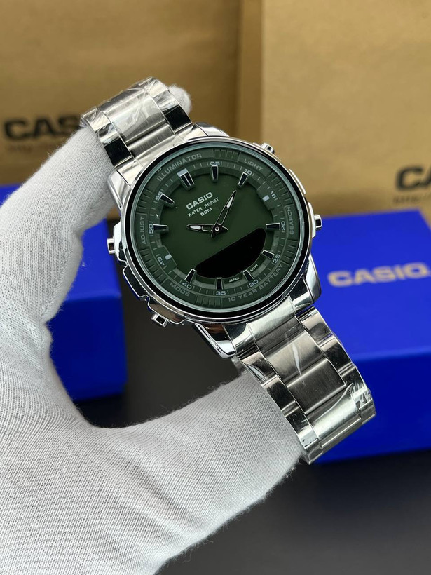 ساعت مچی مردانه کاسیو با دو زمانه و بند استیل casio