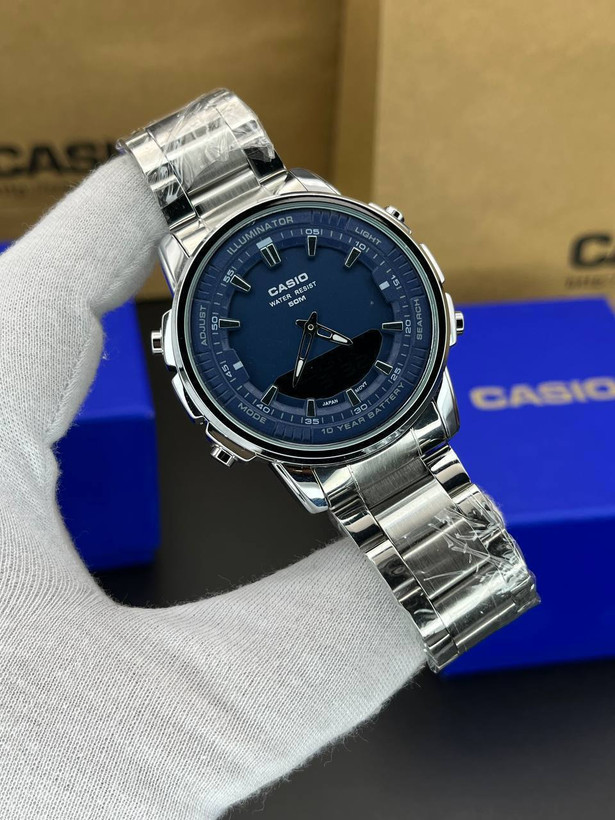 ساعت مچی مردانه کاسیو با دو زمانه و بند استیل casio