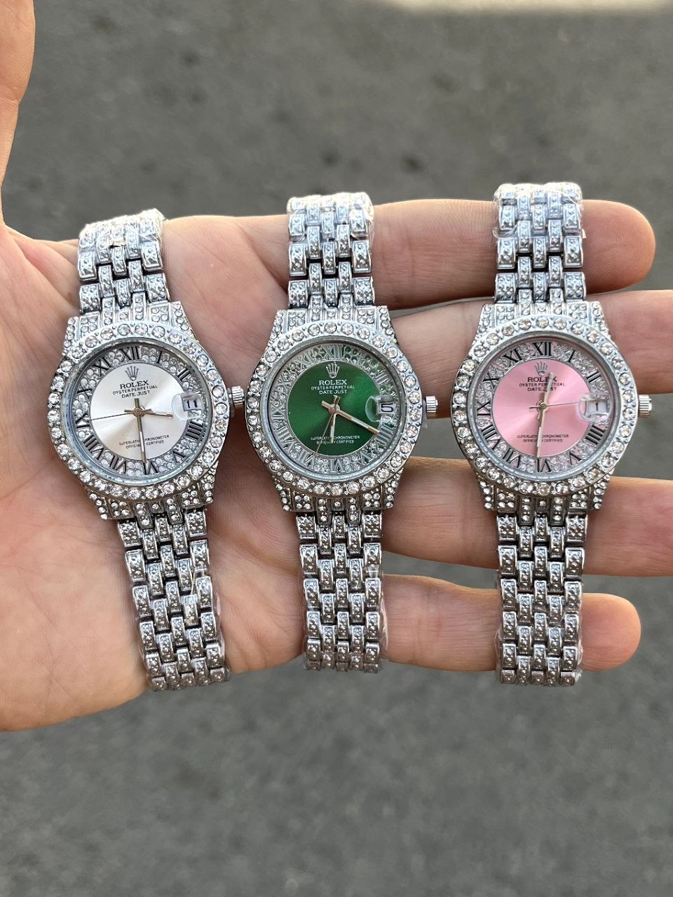 ساعت مچی زنانه فول نگین رولکس ساعت رولکس نگین دار Rolex