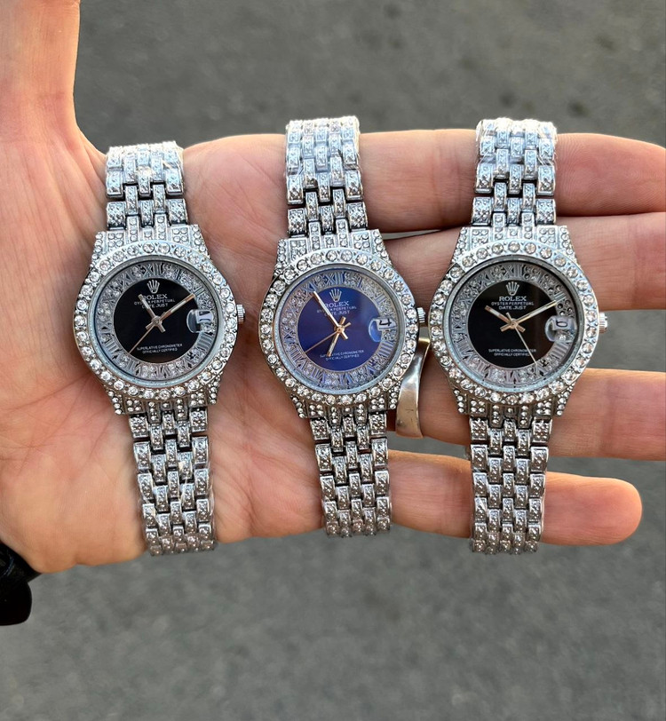 ساعت مچی زنانه فول نگین رولکس ساعت رولکس نگین دار Rolex